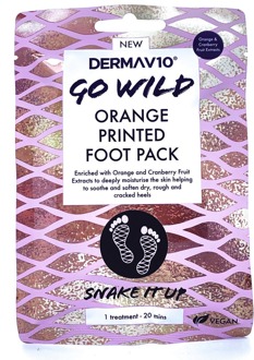 DermaV10 Voetmasker DermaV10 Go Wild Orange Printed Foot Pack Snake 1 st