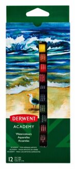 Derwent Aquarelverf Derwent Academy blister a 12 tubes a 12ml assorti Zwart
