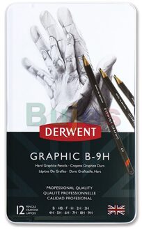 Derwent Grafische Tekening Potloden, Medium, Metalen Tin, Schetsen Potloden, Houtskool Potlood Kunst Levert, art Potloden Graphite 34213(B-9H)