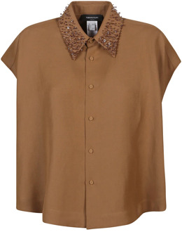 Deserto Mouwloze Shirt Fabiana Filippi , Brown , Dames - 2XS