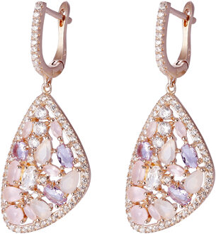 'Desi' Dames 925 Sterling Zilveren Hangoorbellen - Roze ZO-7430 Rosé