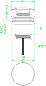 Design Afvoerplug IVY Stop&Go Zwart Chroom PVD