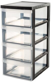 Design Chest ladekast - 4 half diepe lades - Kunststof - Zwart/Transparant
