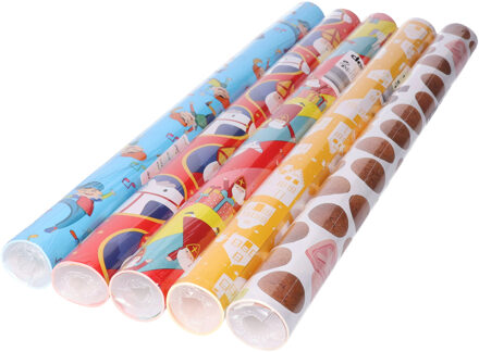 Design Group Rollen inpakpapier/cadeaupapier - 5x stuks - sinterklaas - 250 x 45 cm - papier