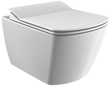 Design Hangend Toilet - 37x51.3cm - RVS Bidetsproeier - spoelrandloos - verborgen bevestiging - wit EG321-00CB00E-0005