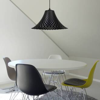 Design-hanglamp Flechtwerk in trechtervorm grafiet, zwart