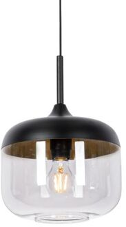 Design hanglamp zwart met goud en smoke glas - Kyan Grijs