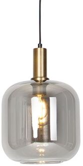 Design hanglamp zwart met goud en smoke glas - Zuzanna Grijs