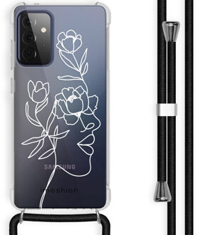 Design hoesje met koord Samsung Galaxy A72 - Abstract Gezicht Bloem - Transparant