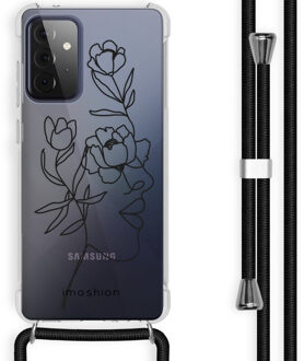 Design hoesje met koord Samsung Galaxy A72 - Abstract Gezicht Bloem - Transparant