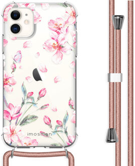 Design hoesje met koord voor de iPhone 11 - Bloem - Roze