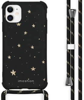 Design hoesje met koord voor de iPhone 11 - Sterren - Zwart / Goud