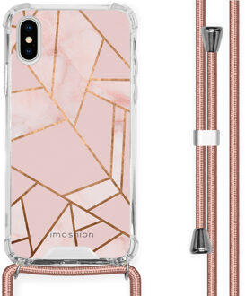 Design hoesje met koord voor de iPhone X / Xs - Grafisch Koper - Roze / Goud