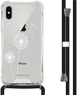 Design hoesje met koord voor de iPhone X / Xs - Paardenbloem - Wit