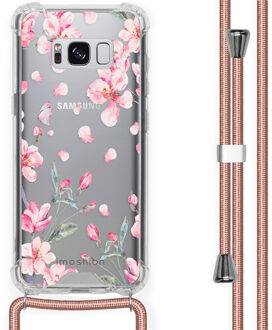 Design hoesje met koord voor de Samsung Galaxy S8 - Bloem - Roze