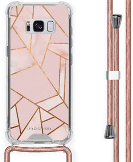 Design hoesje met koord voor de Samsung Galaxy S8 - Grafisch Koper - Roze / Goud