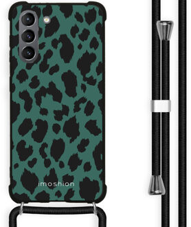 Design hoesje met koord voor Samsung Galaxy S21 Plus - Luipaard - Groen / Zwart