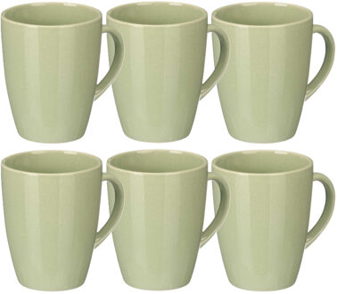 Design koffie mokken/bekers met oor - 12x stuks - mintgroen - keramiek - 330 ml