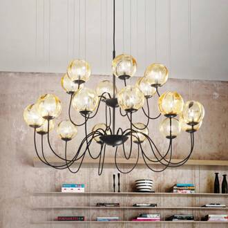 Design-kroonluchter Puppet van Muranoglas zwart, topaas