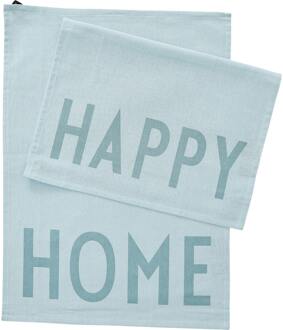 Design Letters Handdoek Design Letters Favoriete Theedoek Happy Home Light Blue 2 st