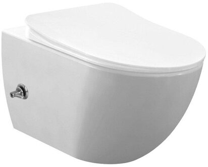 design ophang wc met rvs sproeier (bidet) Rim Off met een geïntegreerde warm/koud water kraan