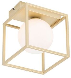 Design plafondlamp goud met wit glas - Aniek