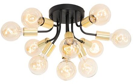 Design plafondlamp zwart met goud 10-lichts - Juul