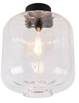 Design plafondlamp zwart met helder glas - Qara Transparant