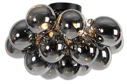 Design plafondlamp zwart met smoke glas 4-lichts - Uvas