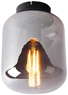 Design plafondlamp zwart met smoke glas - Bliss