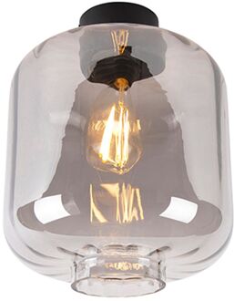 Design plafondlamp zwart met smoke glas - Qara