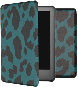 Design Slim Hard Case Booktype Amazon Kindle 10 tablethoes - Green Leopard