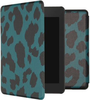 Design Slim Hard Case Booktype Amazon Kindle Paperwhite 4 tablethoes - Green Leopard