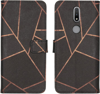 Design Softcase Book Case Nokia 2.4 hoesje - Black Graphic