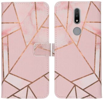 Design Softcase Book Case Nokia 2.4 hoesje - Pink Graphic