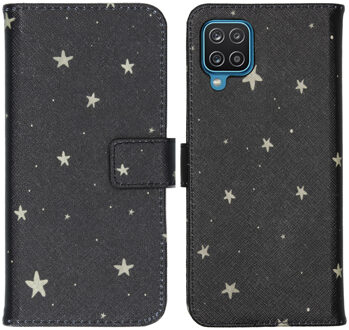 Design Softcase Book Case Samsung Galaxy A12 hoesje - Stars Gold