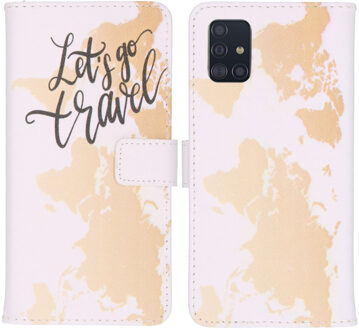 Design Softcase Book Case Samsung Galaxy A51 hoesje - Let's Go Travel White