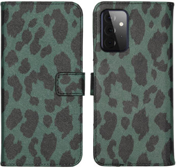 Design Softcase Book Case Samsung Galaxy A72 hoesje - Green Leopard