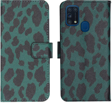 Design Softcase Book Case Samsung Galaxy M31 hoesje - Green Leopard