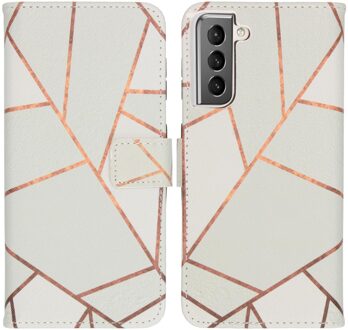 Design Softcase Book Case Samsung Galaxy S21 hoesje - White Graphic