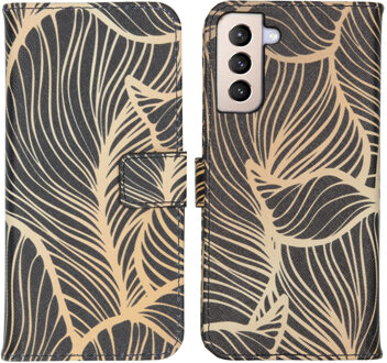 Design Softcase Book Case Samsung Galaxy S21 Plus hoesje - Golden Leaves