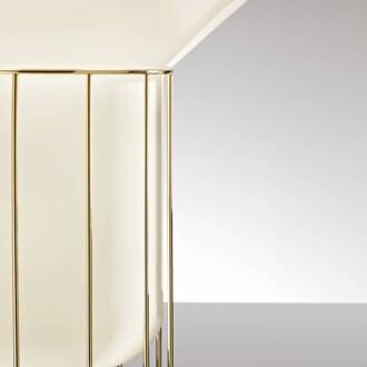 Design tafellamp Aérostat met messing voet 23cm glanzend messing, glanzend wit