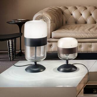 Design-tafellamp Futura van glas, 29 cm zwart mat, opaal glanzend, rookgrijs, bruin antiek