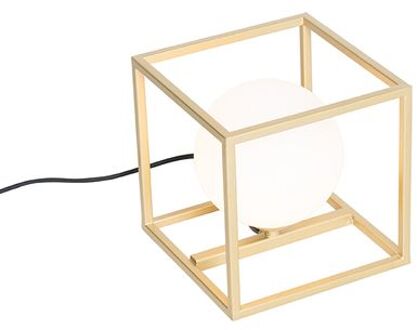 Design tafellamp goud met wit glas - Aniek