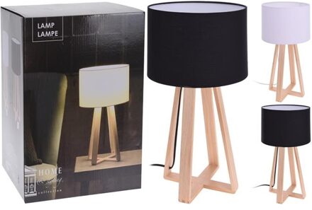 Design tafellamp met houten voet