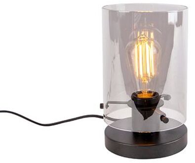 Design tafellamp zwart met smoke glas - Dome