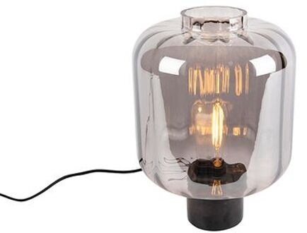 Design tafellamp zwart met smoke glas - Qara