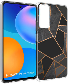 Design voor de Huawei P Smart (2021) hoesje - Grafisch Koper - Zwart / Goud