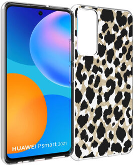 Design voor de Huawei P Smart (2021) hoesje - Luipaard - Goud / Zwart