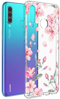 Design voor de Huawei P30 Lite hoesje - Bloem - Roze